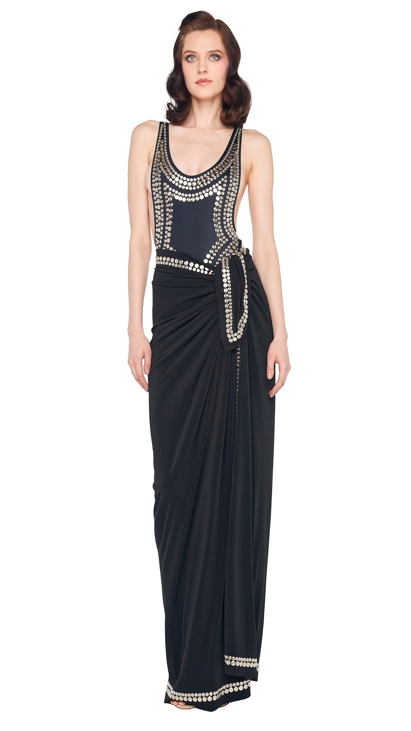 STUDDED ERNIE SCARF Black | Norma Kamali Women
