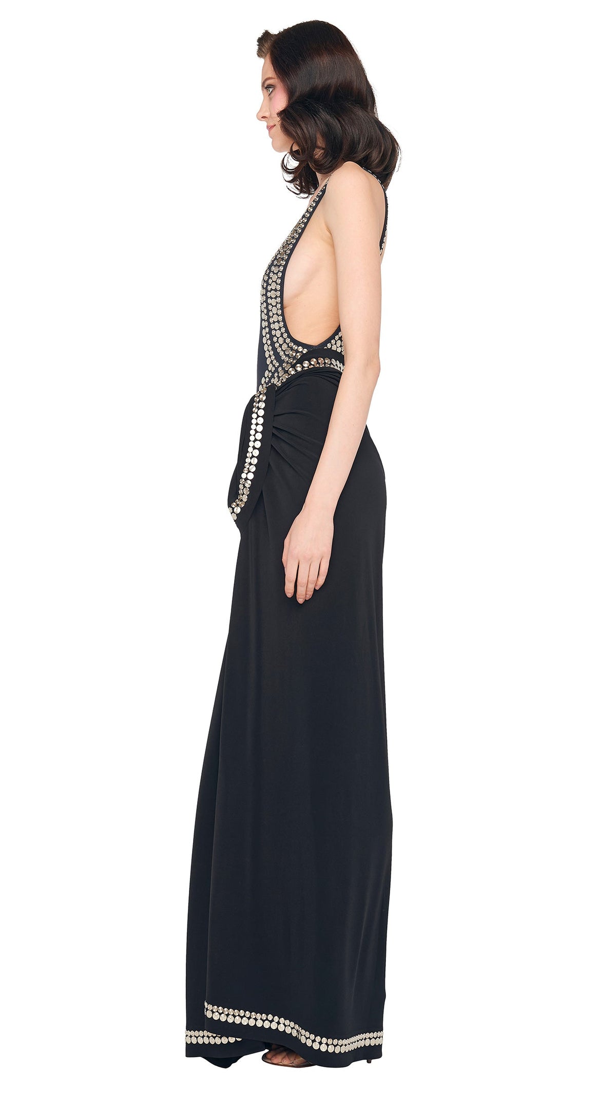 STUDDED ERNIE SCARF Black | Norma Kamali Women