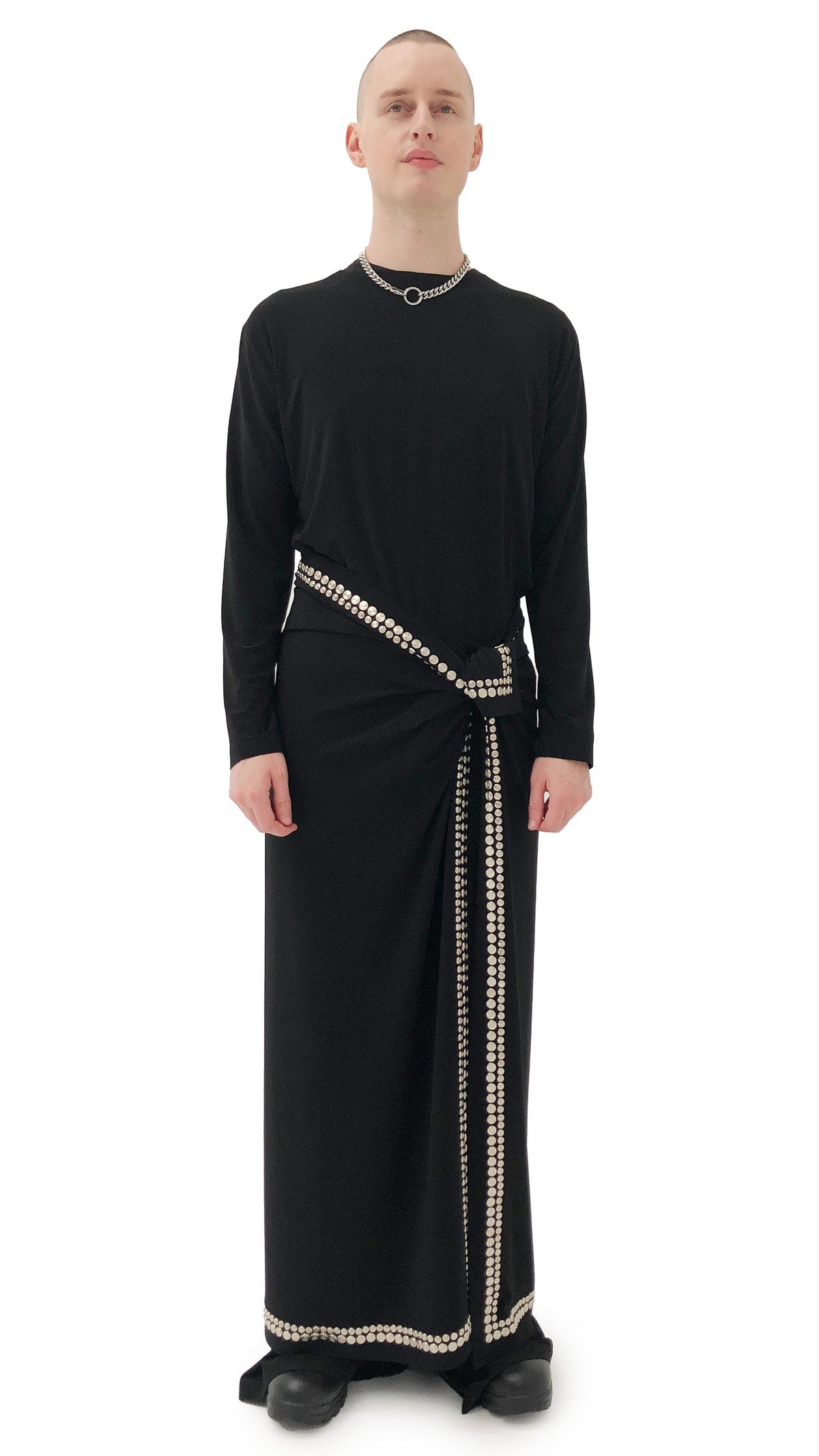 STUDDED ERNIE SCARF Black | Norma Kamali Women