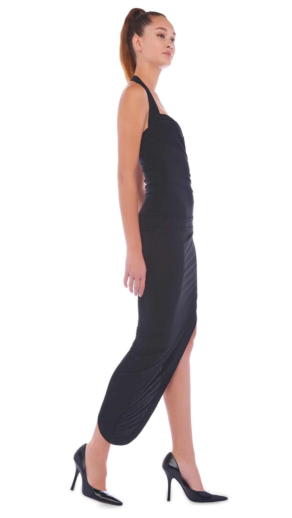 CAYLA SIDE DRAPE GOWN Black | Norma Kamali Women