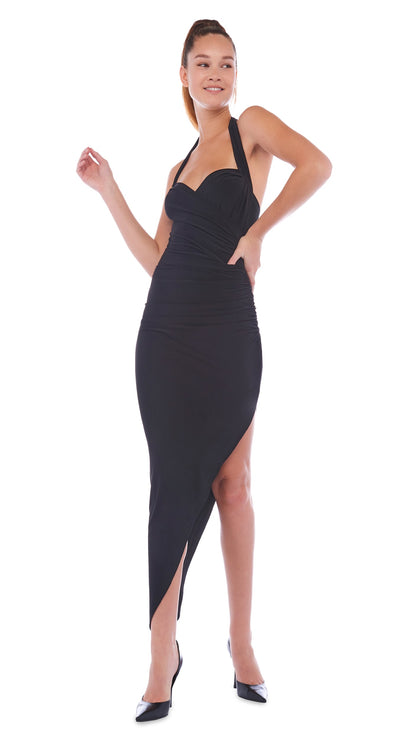 CAYLA SIDE DRAPE GOWN Black | Norma Kamali Women