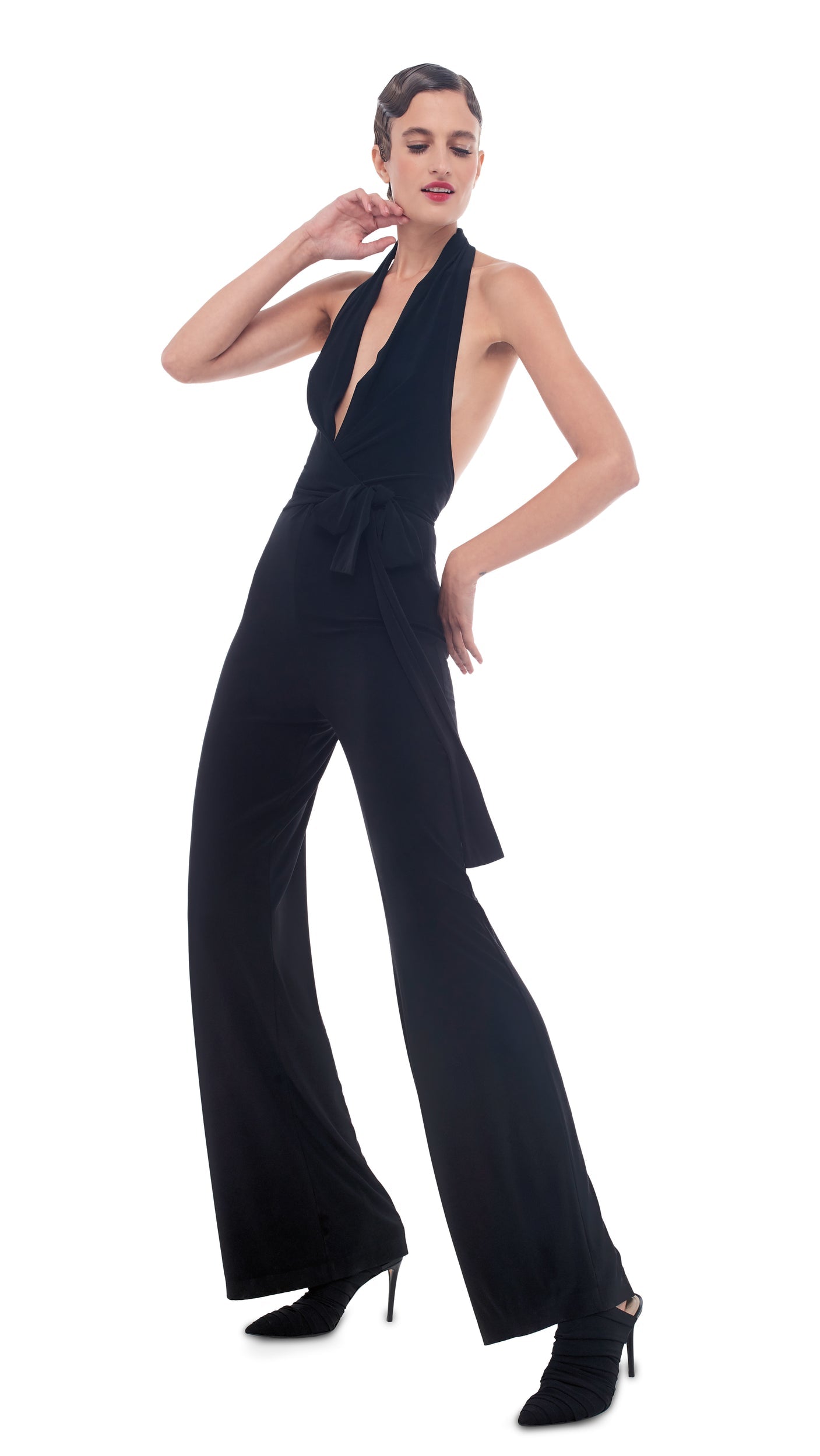 HALTER WRAP JUMPSUIT Black | Norma Kamali Women
