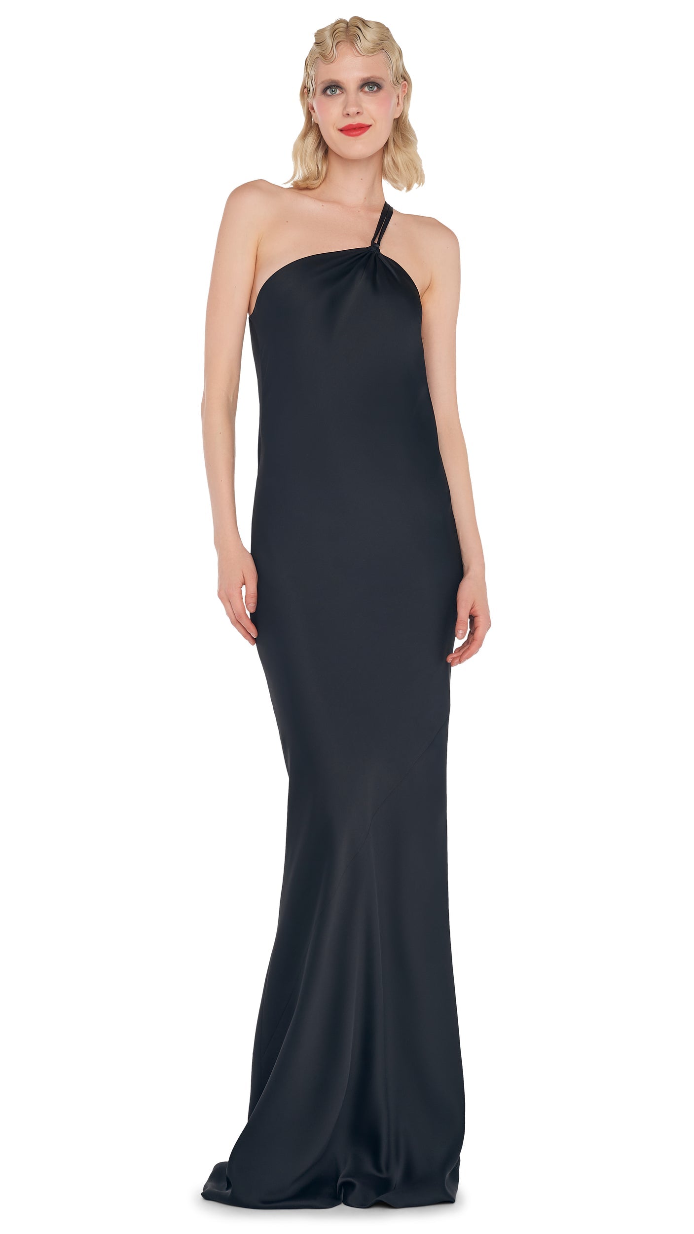 ONE SHOULDER BIAS GOWN Black | Norma Kamali Women