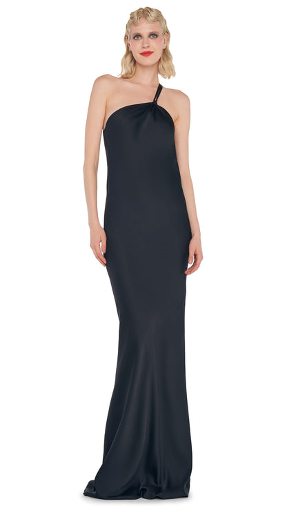ONE SHOULDER BIAS GOWN Black | Norma Kamali Women