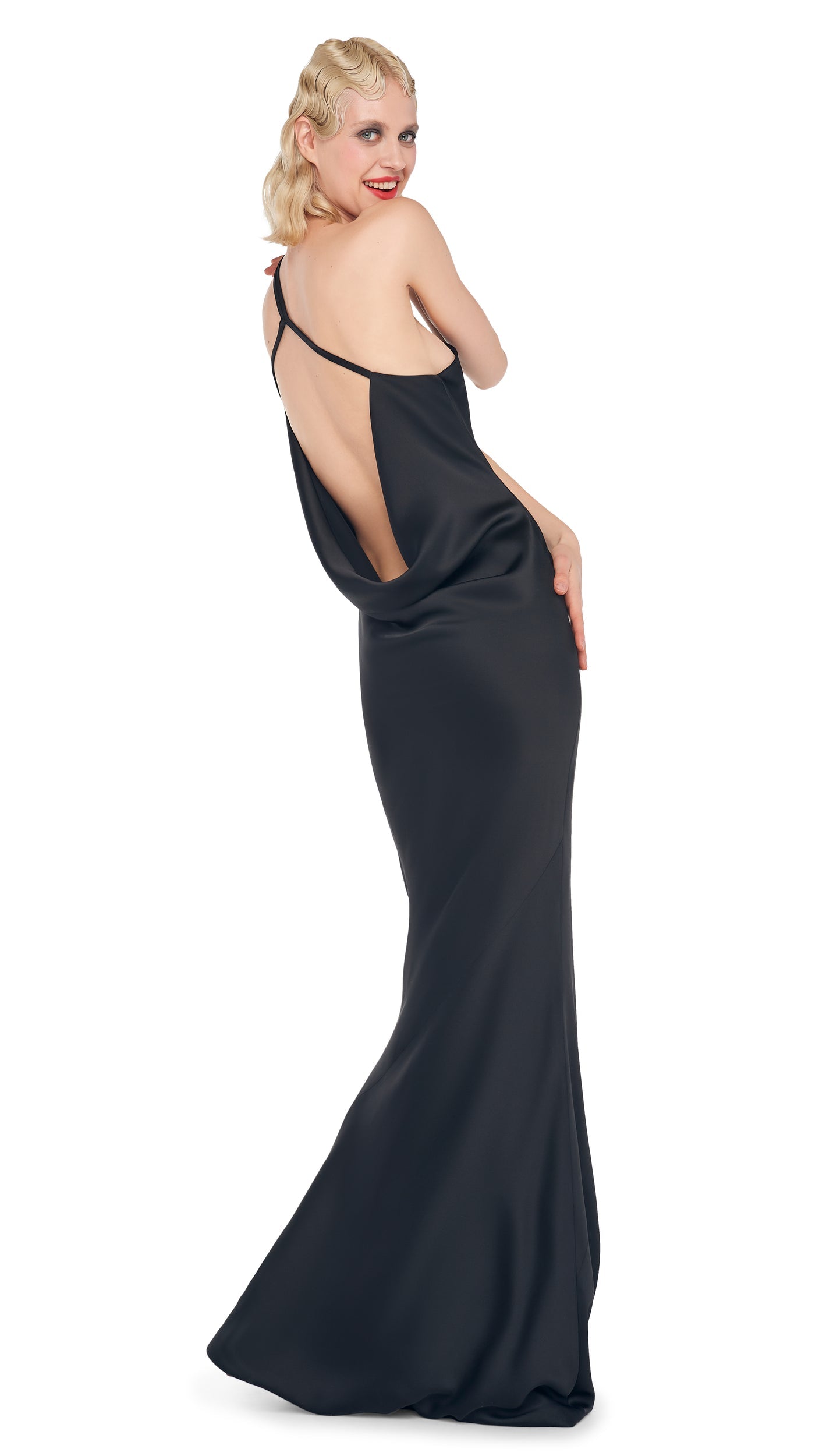 ONE SHOULDER BIAS GOWN Black | Norma Kamali Women