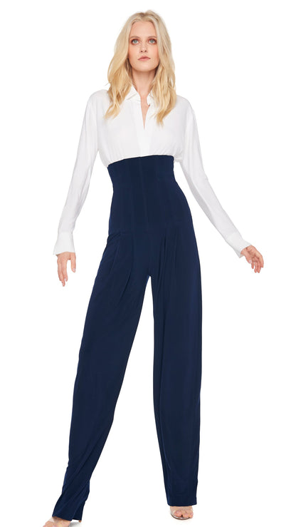 NK SHIRT W/ COLLAR STAND Snow White | Norma Kamali Women