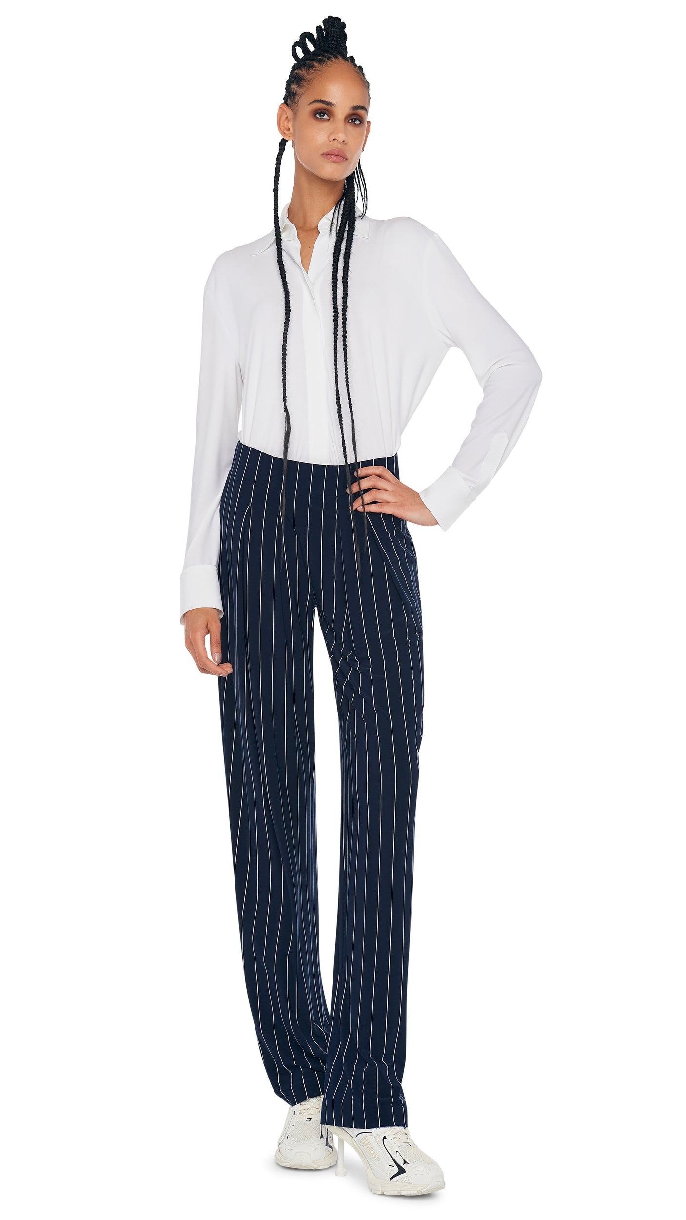 NK SHIRT W/ COLLAR STAND Snow White | Norma Kamali Women