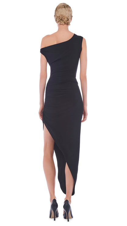 DROP SHOULDER SIDE DRAPE GOWN Black | Norma Kamali Women