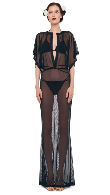 OBIE GOWN Black Mesh | Norma Kamali Women