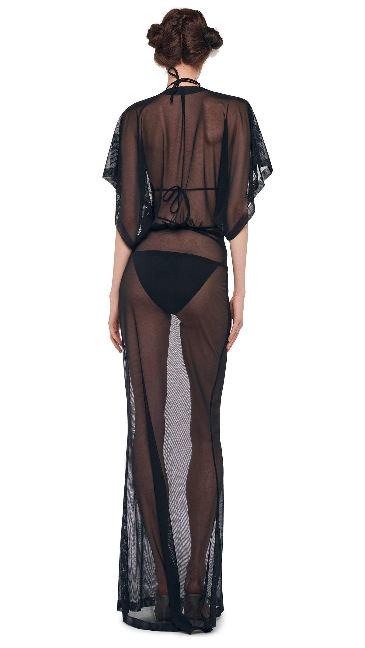 OBIE GOWN Black Mesh | Norma Kamali Women
