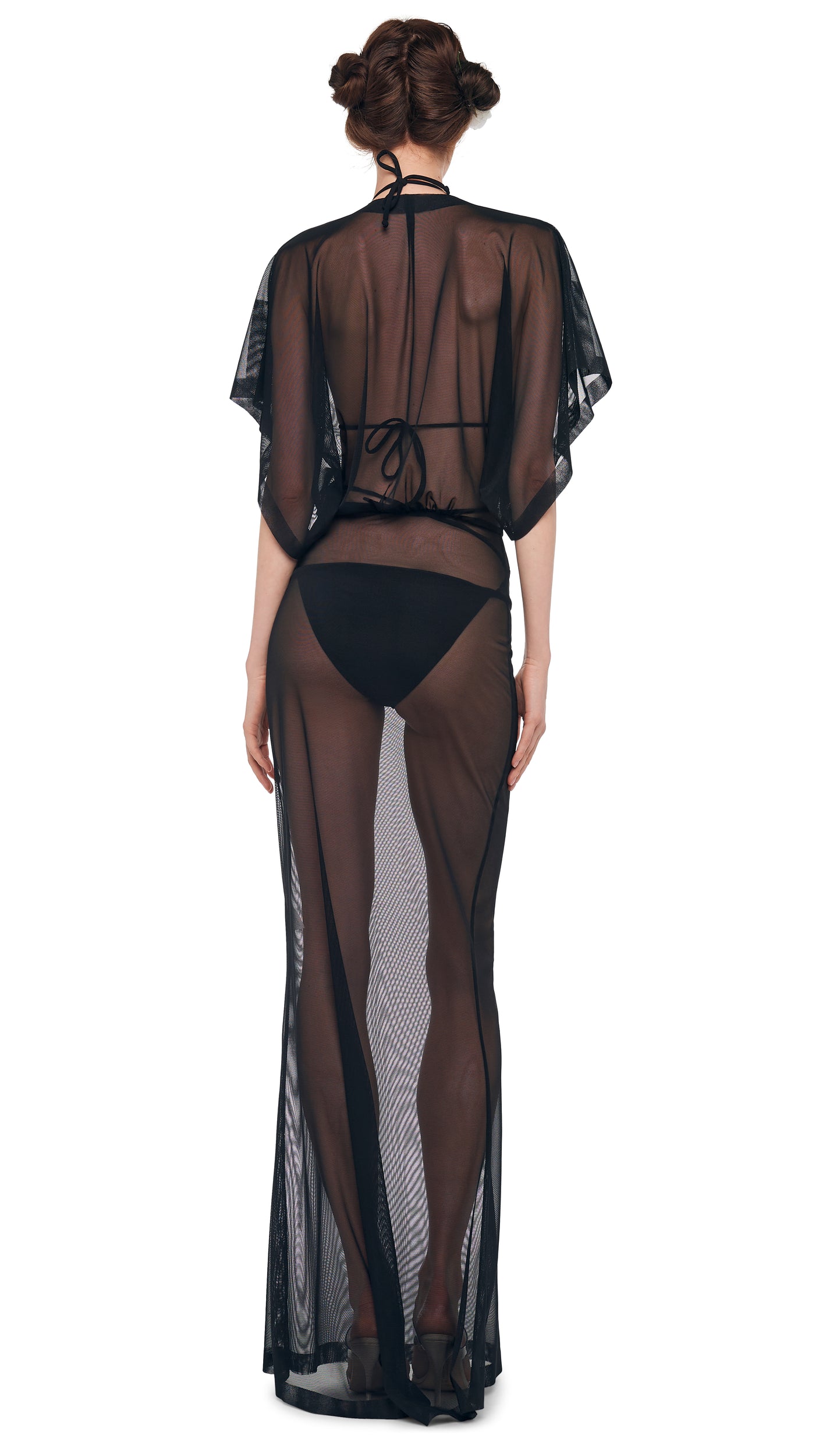 OBIE GOWN Black Mesh | Norma Kamali Women