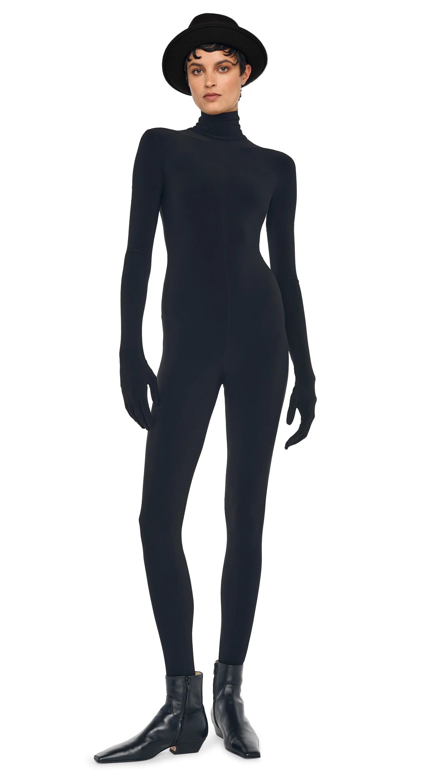 TURTLE CATSUIT WITH FOOTIE Black | Norma Kamali Women