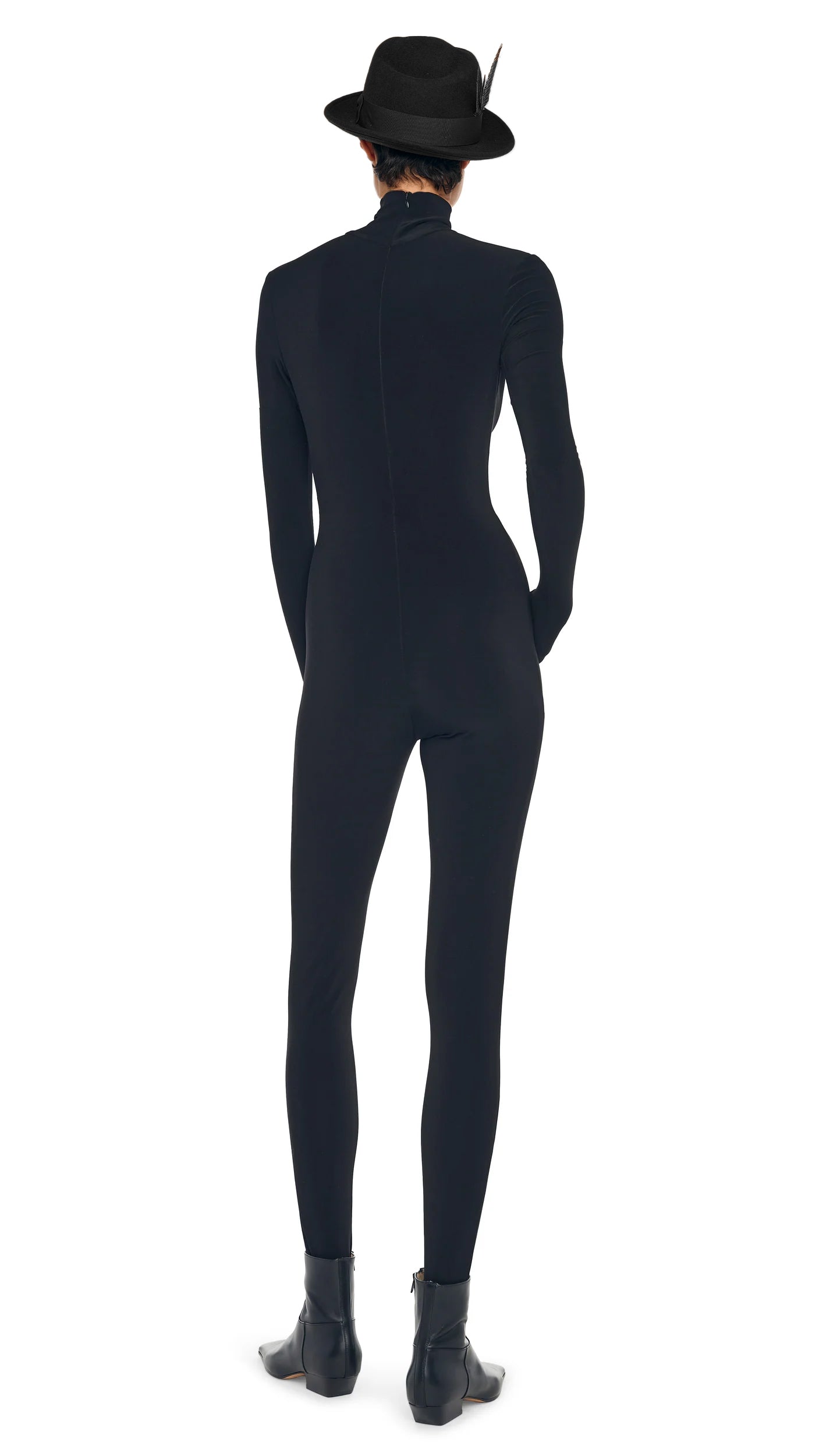 TURTLE CATSUIT WITH FOOTIE Black | Norma Kamali Women