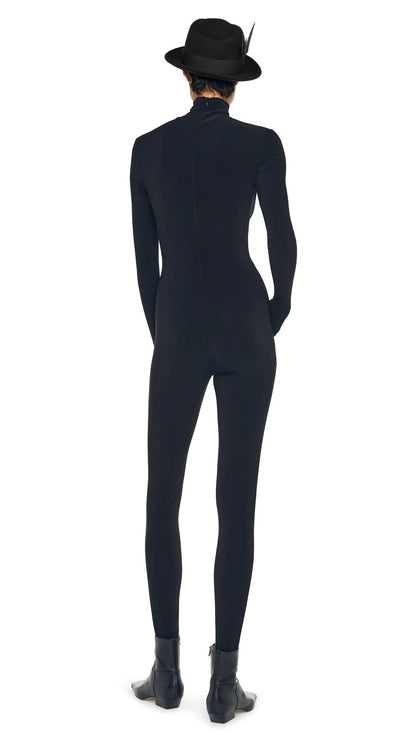 TURTLE CATSUIT WITH FOOTIE Black | Norma Kamali Women