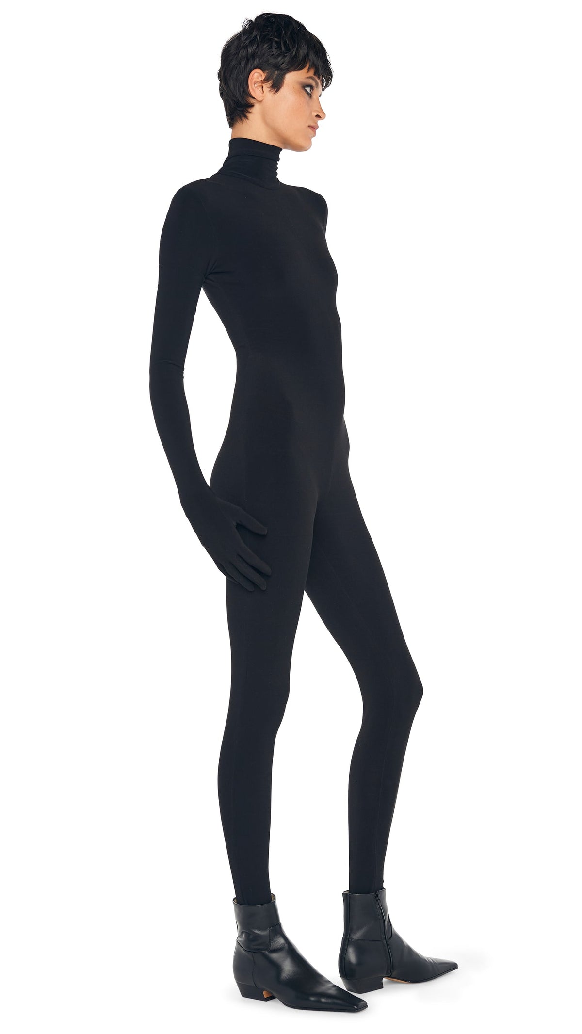 TURTLE CATSUIT WITH FOOTIE Black | Norma Kamali Women
