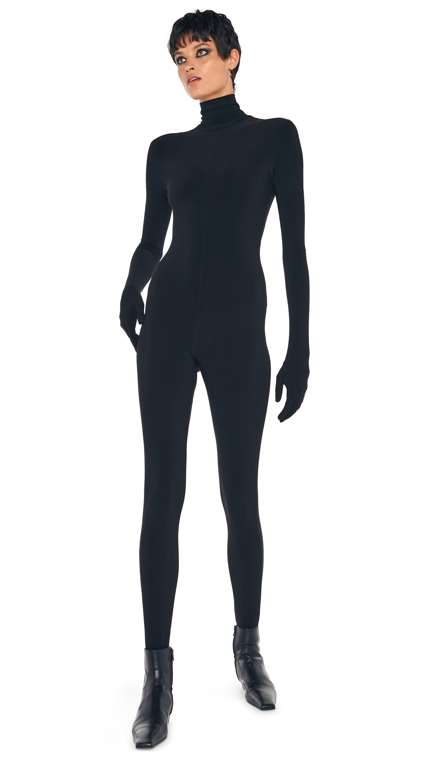 TURTLE CATSUIT WITH FOOTIE Black | Norma Kamali Women