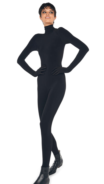 TURTLE CATSUIT WITH FOOTIE Black | Norma Kamali Women