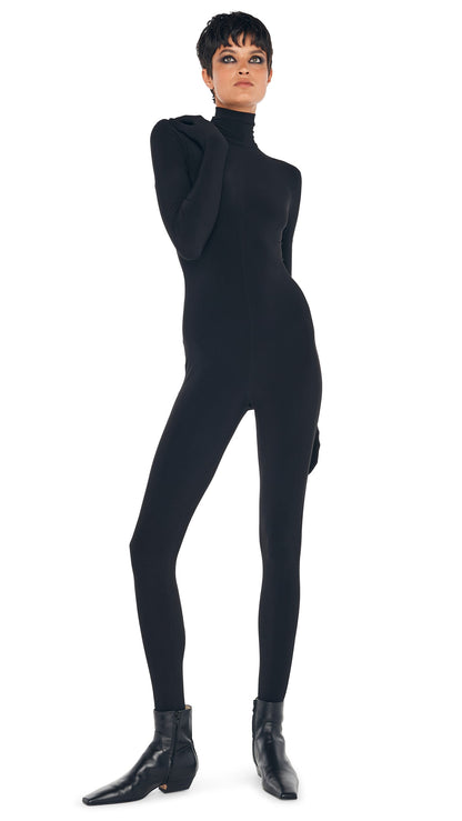 TURTLE CATSUIT WITH FOOTIE Black | Norma Kamali Women
