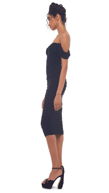 WALTER DRESS W/ WING SLEEVE Black | Norma Kamali Women
