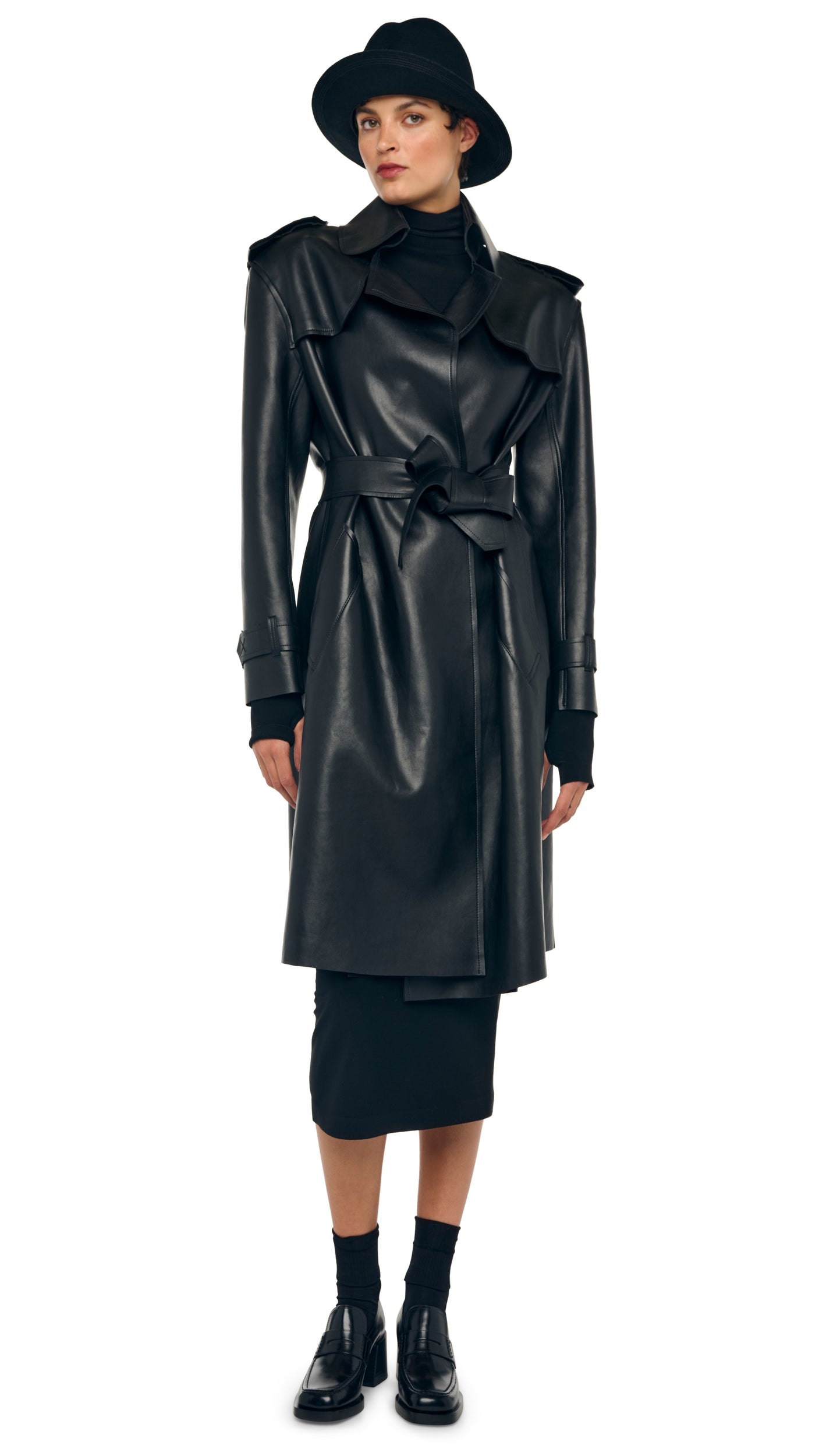 DOUBLE BREASTED TRENCH Black | Norma Kamali Women