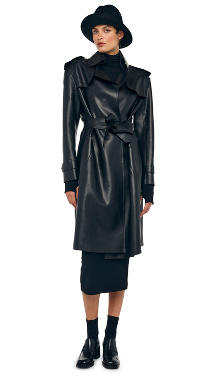 DOUBLE BREASTED TRENCH Black | Norma Kamali Women