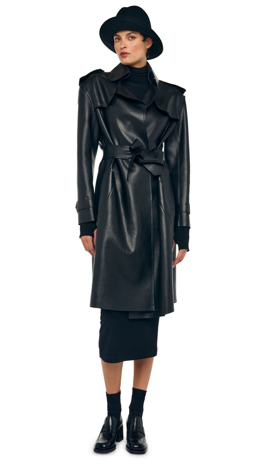 DOUBLE BREASTED TRENCH Black | Norma Kamali Women