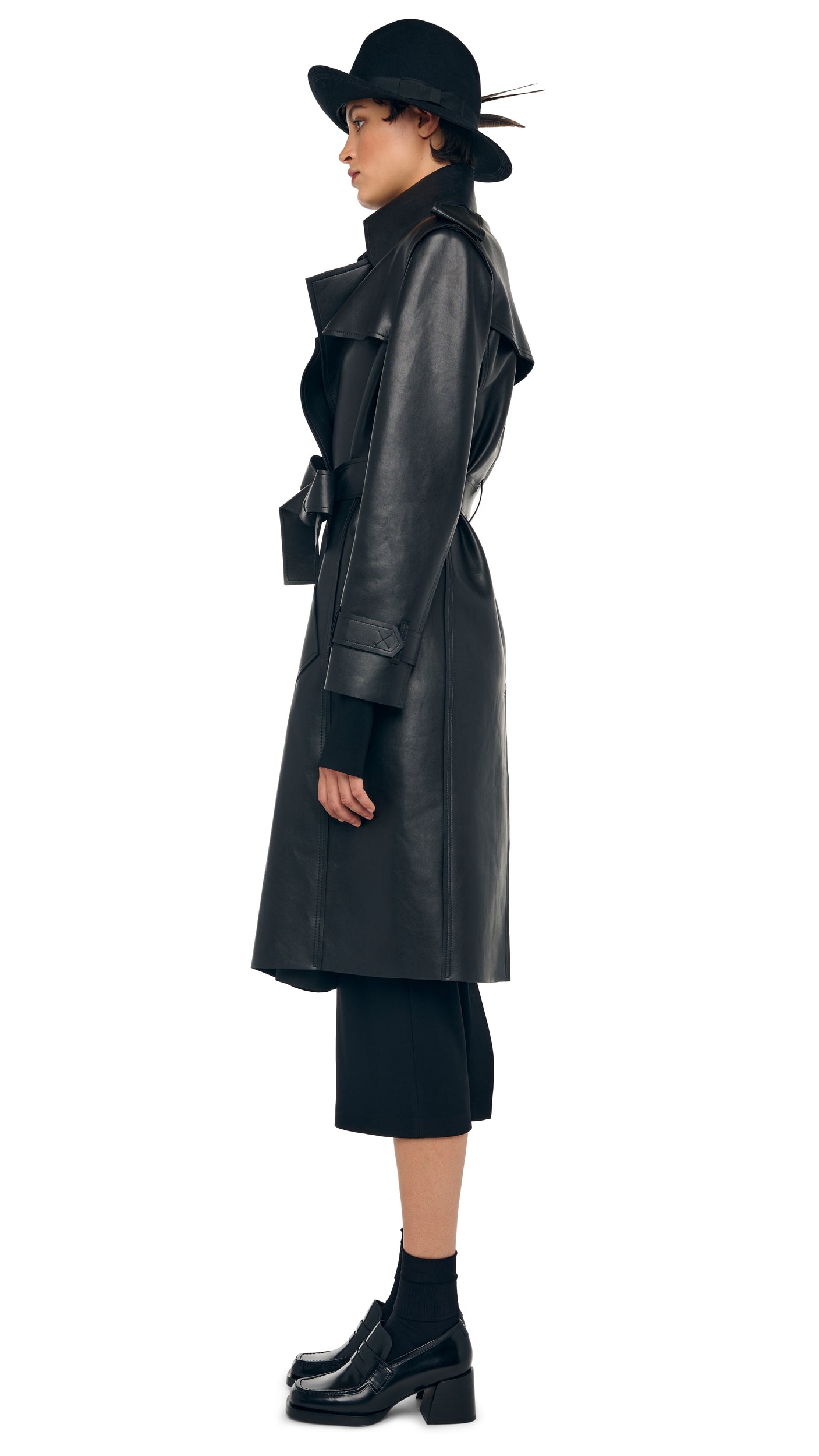 DOUBLE BREASTED TRENCH Black | Norma Kamali Women