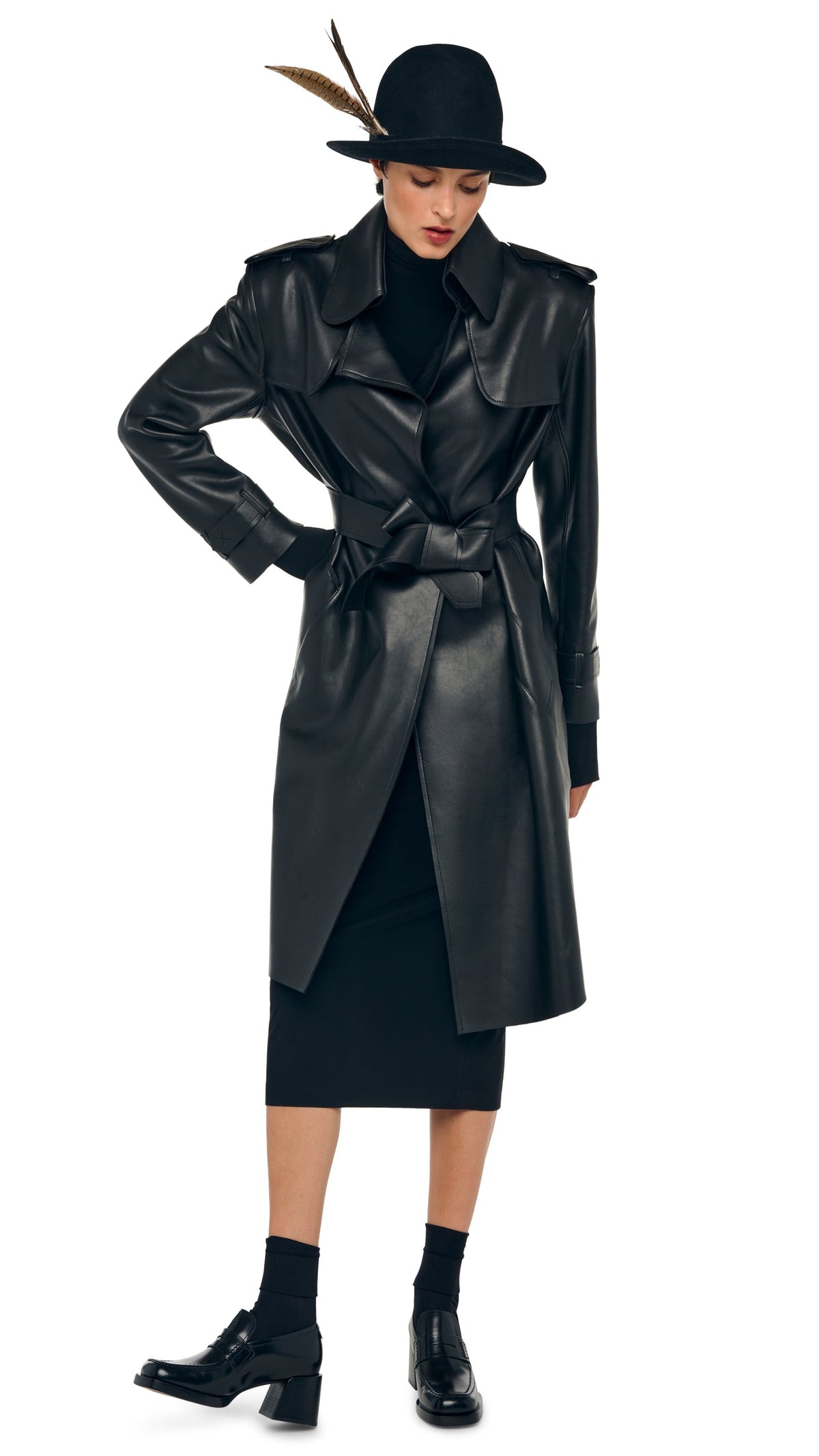 DOUBLE BREASTED TRENCH Black | Norma Kamali Women