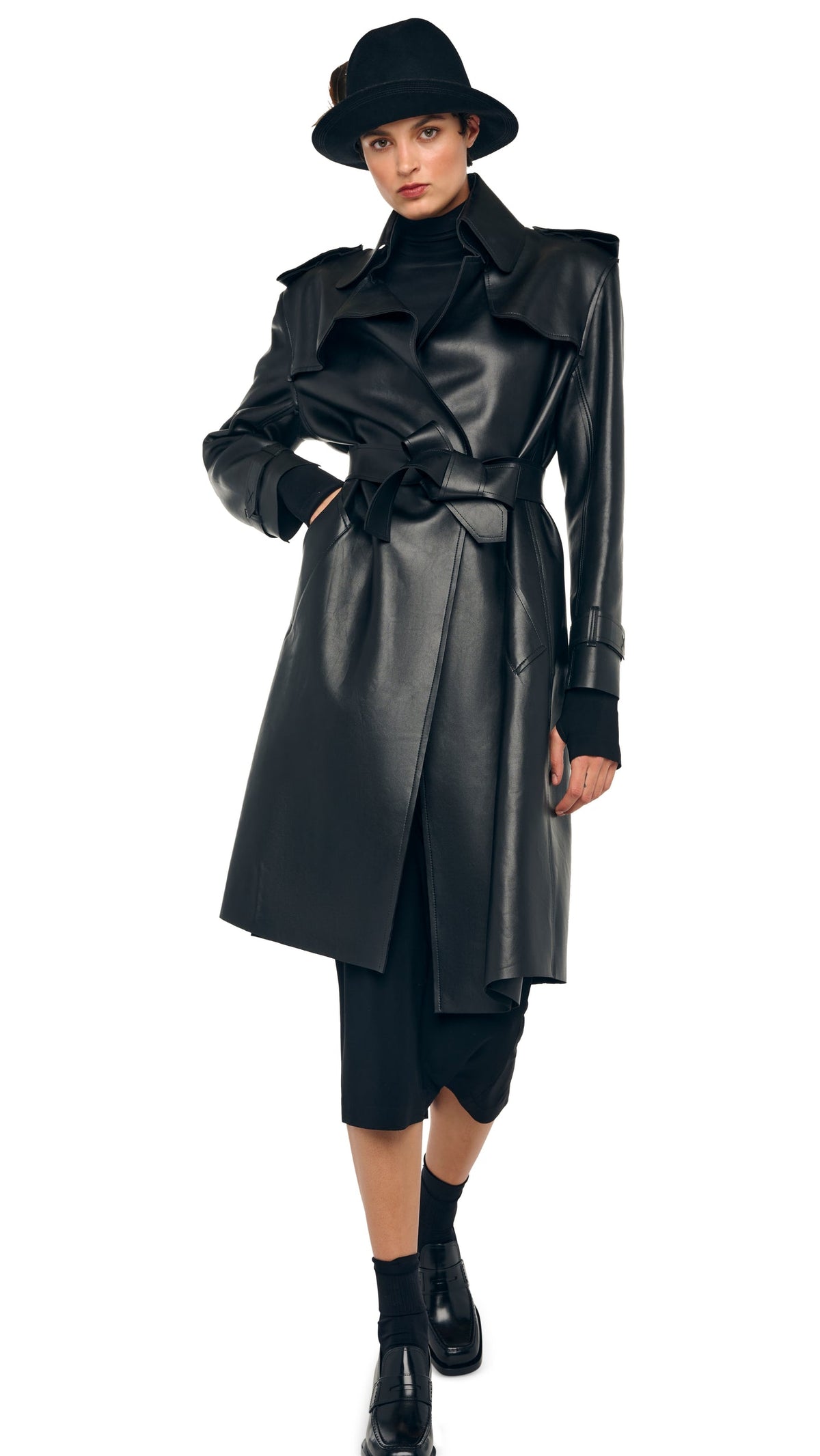 DOUBLE BREASTED TRENCH Black | Norma Kamali Women