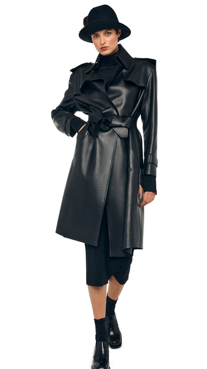 DOUBLE BREASTED TRENCH Black | Norma Kamali Women