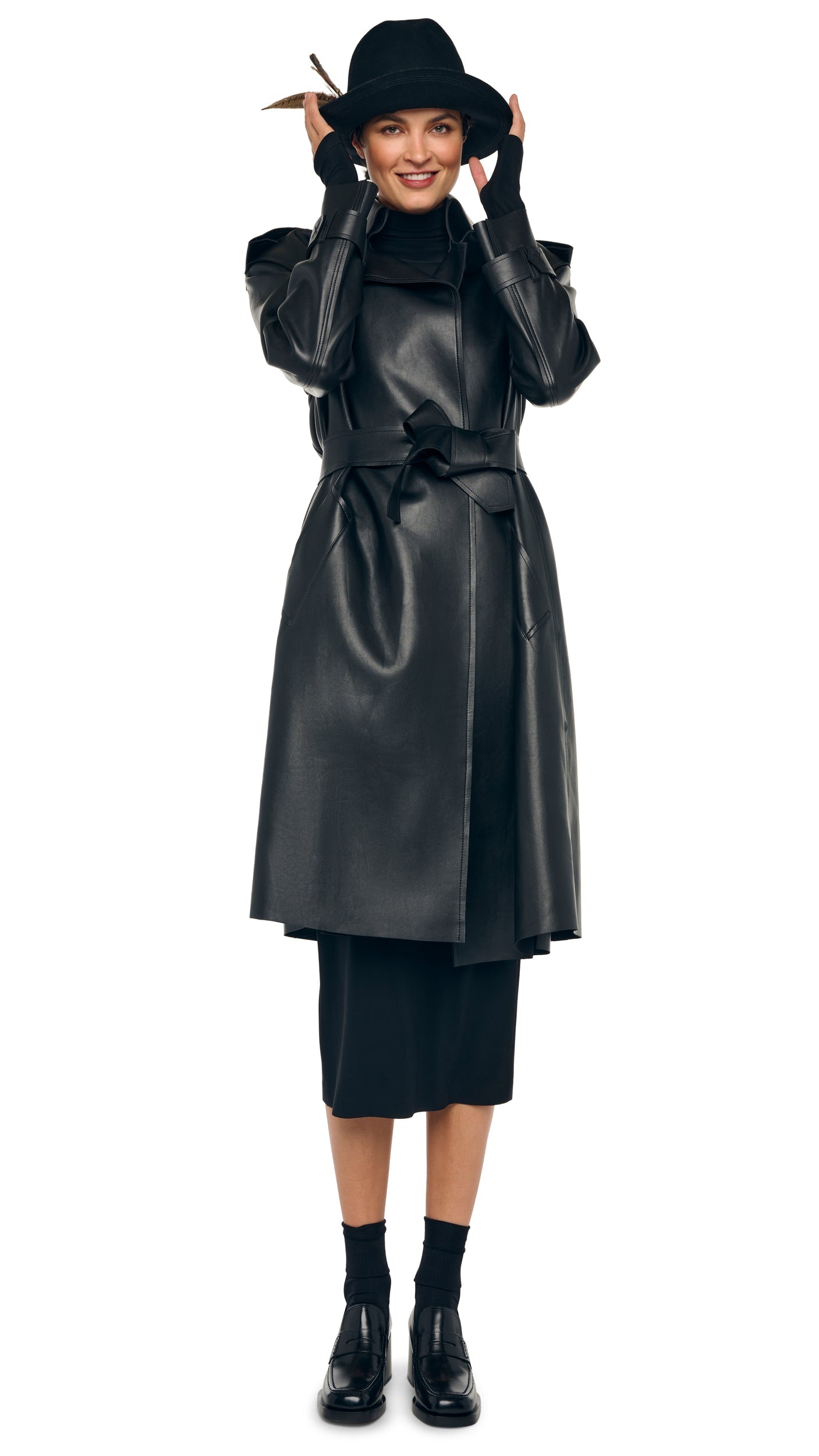 DOUBLE BREASTED TRENCH Black | Norma Kamali Women