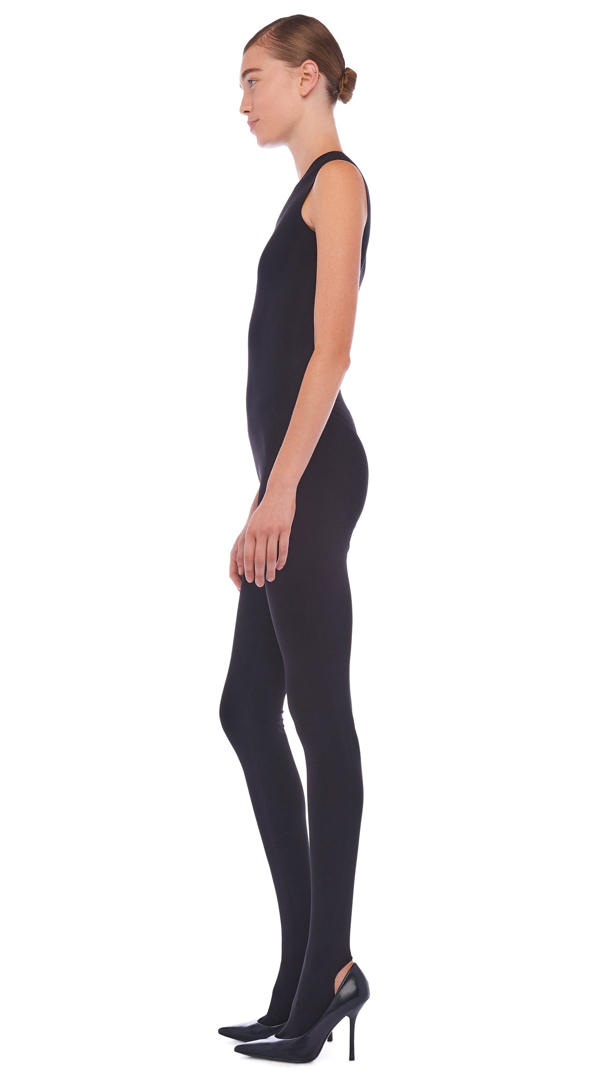 SLEEVELESS CATSUIT W/ FOOTIE Black | Norma Kamali Women