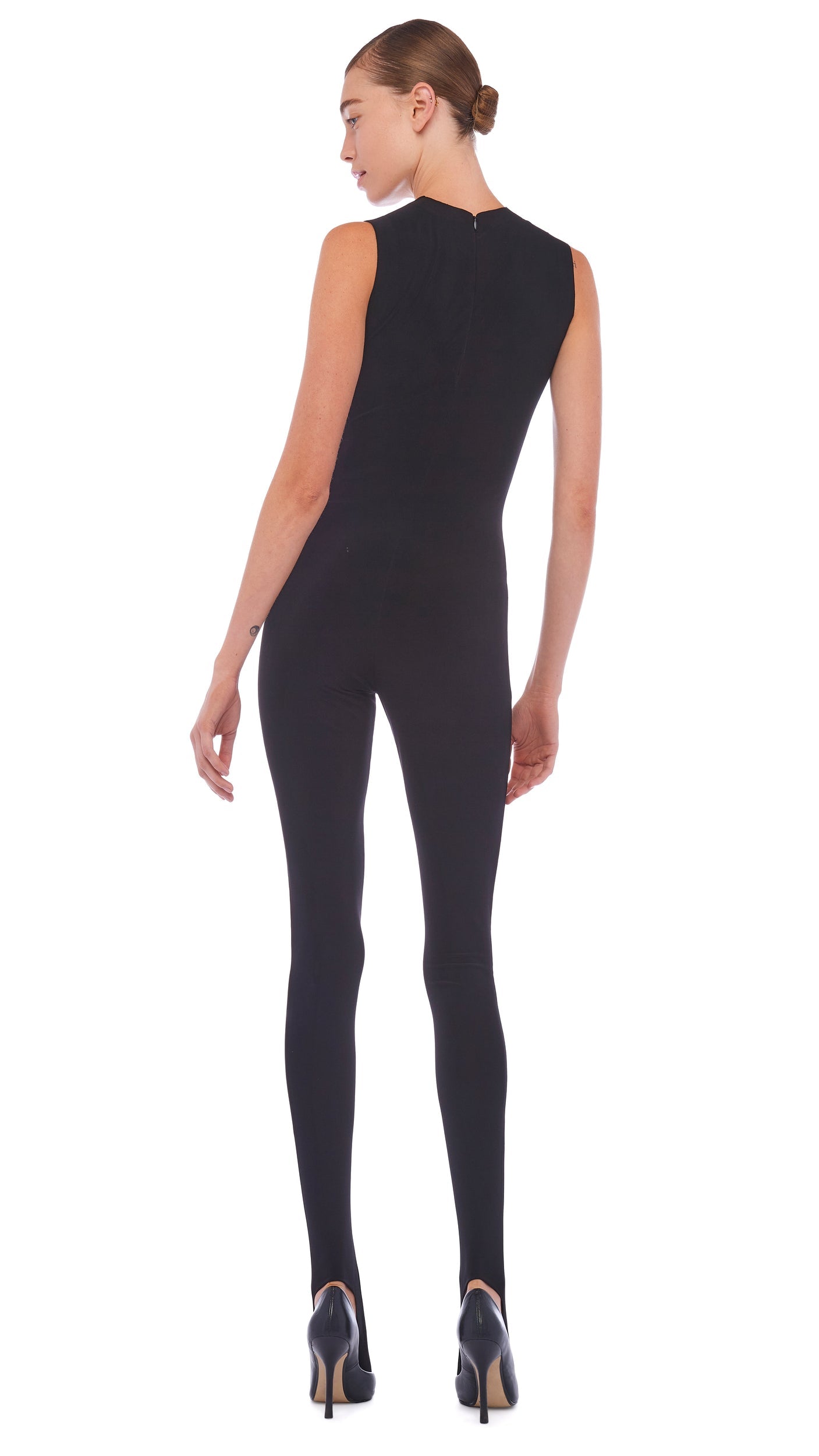 SLEEVELESS CATSUIT W/ FOOTIE Black | Norma Kamali Women