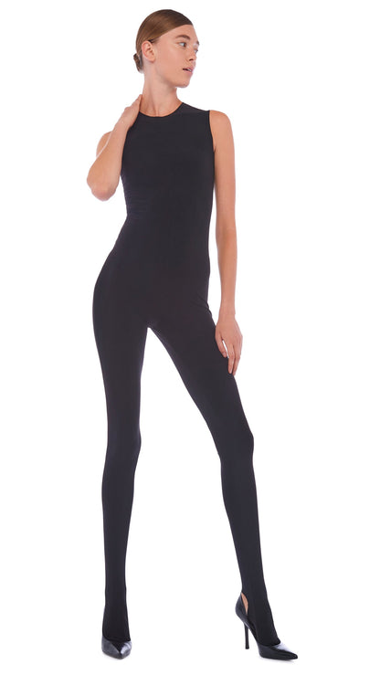 SLEEVELESS CATSUIT W/ FOOTIE Black | Norma Kamali Women