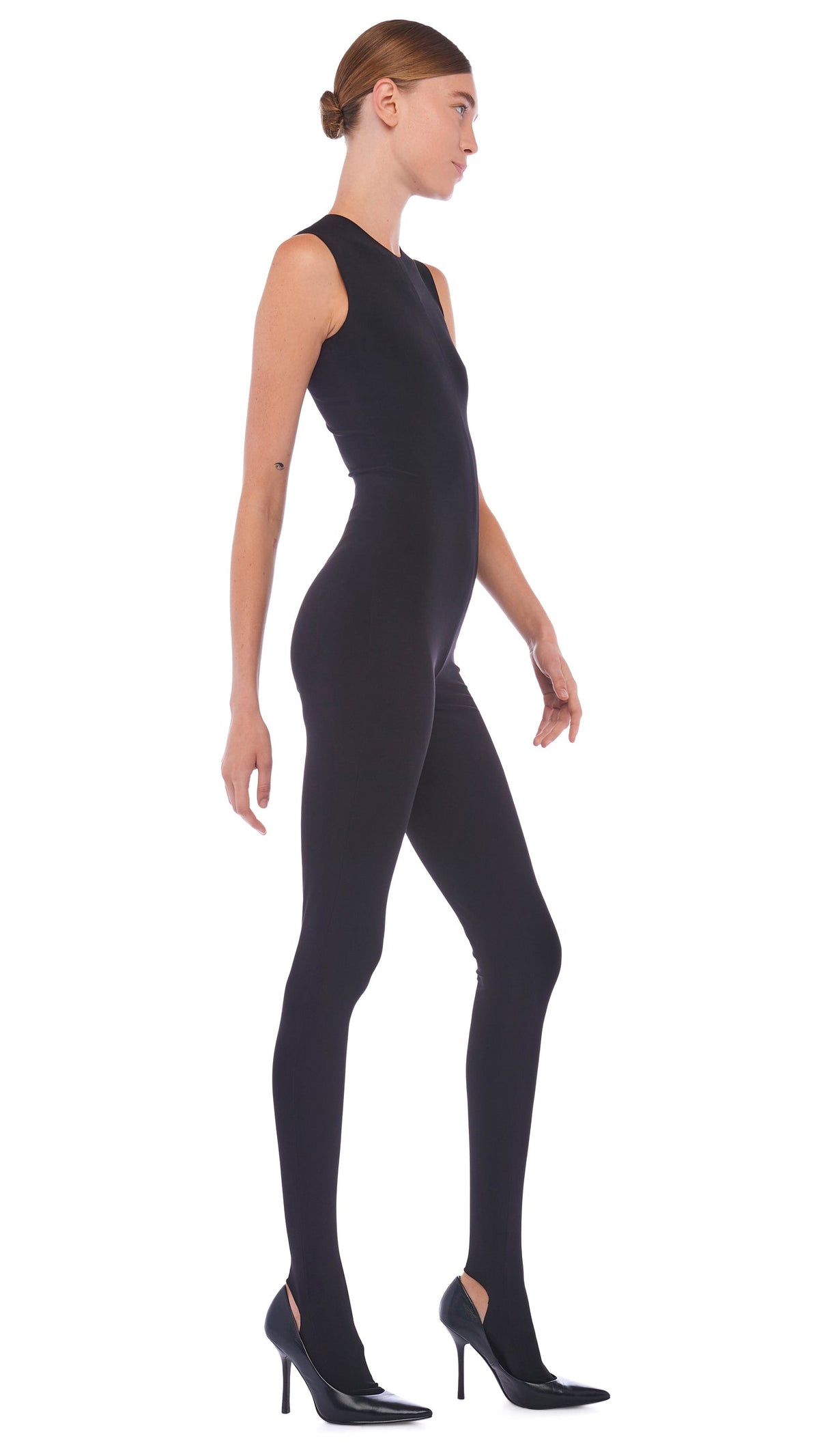 SLEEVELESS CATSUIT W/ FOOTIE Black | Norma Kamali Women