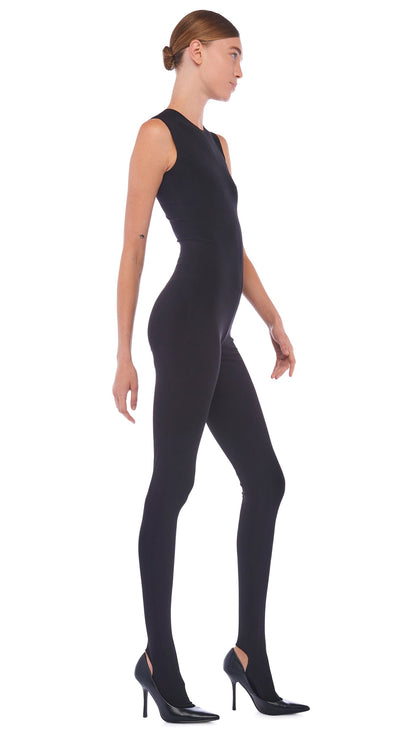 SLEEVELESS CATSUIT W/ FOOTIE Black | Norma Kamali Women