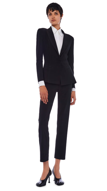 SINGLE BREASTED BOY FIT JACKET Black | Norma Kamali Women