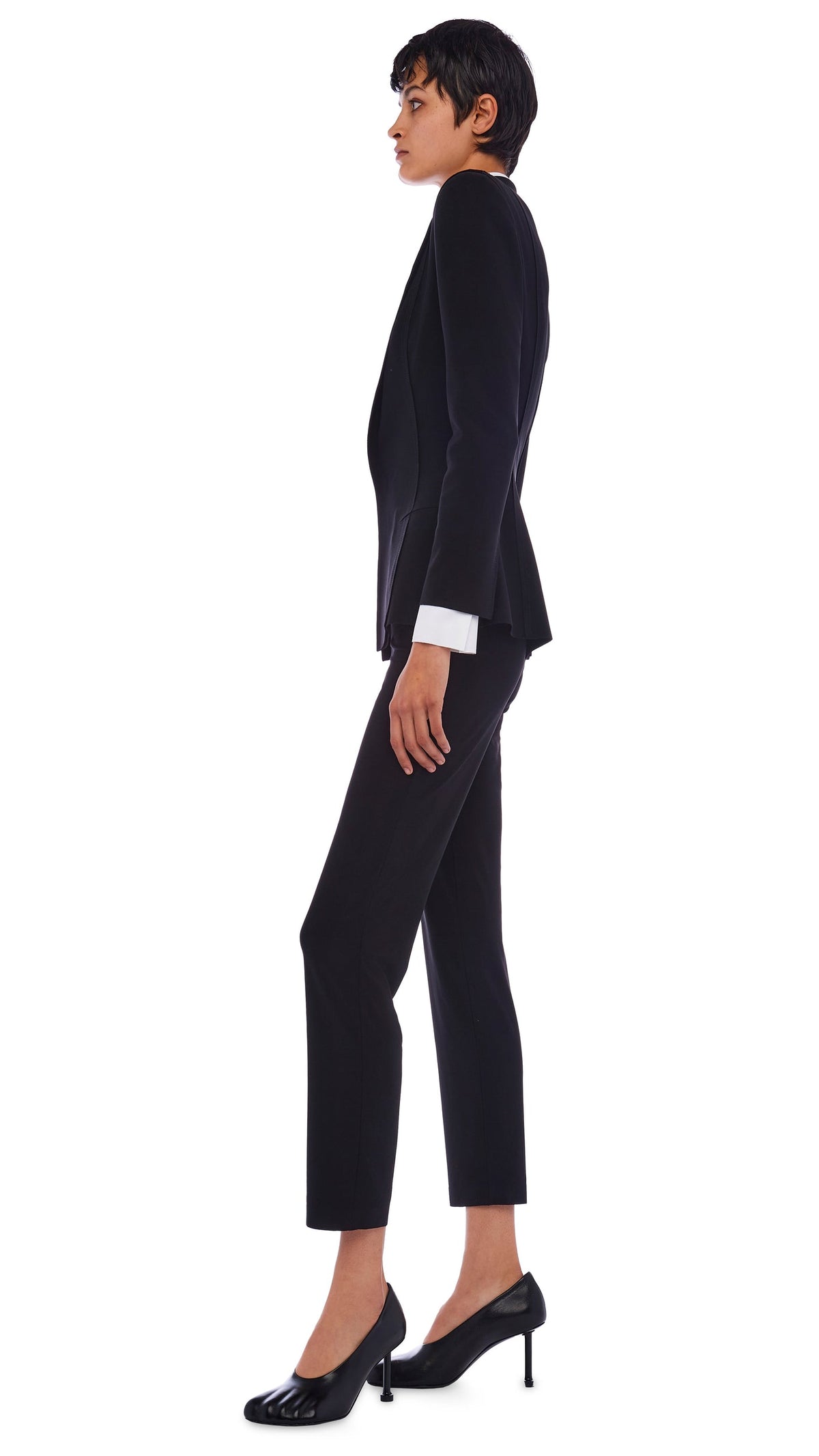 SINGLE BREASTED BOY FIT JACKET Black | Norma Kamali Women