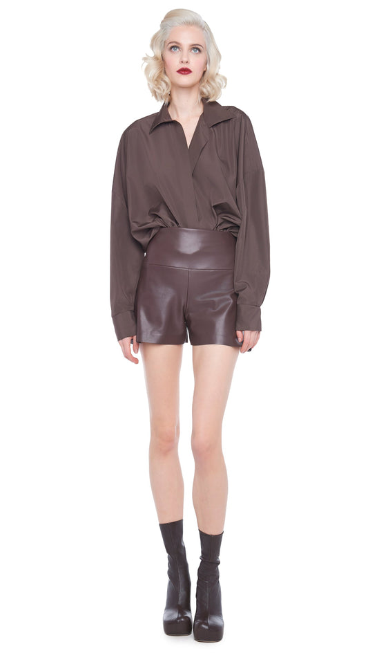 SUPER OS BF NK SHIRT BODYSUIT Chocolate | Norma Kamali Women