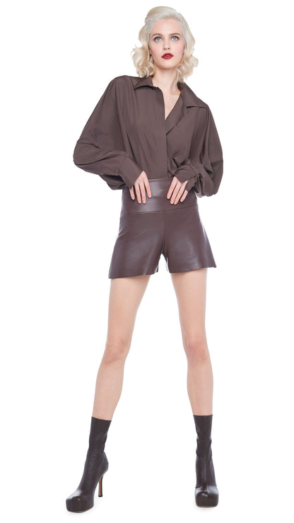 SUPER OS BF NK SHIRT BODYSUIT Chocolate | Norma Kamali Women