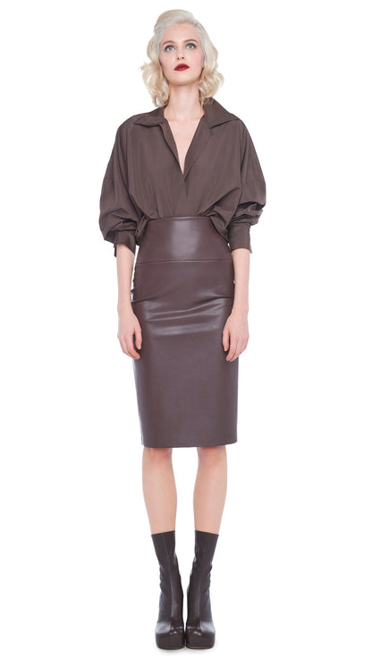 SUPER OS BF NK SHIRT BODYSUIT Chocolate | Norma Kamali Women