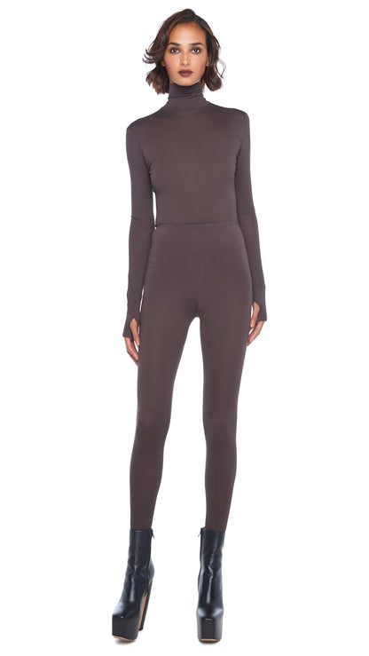 LEGGING W/ FOOTIE W/O WAISTBAND Chocolate | Norma Kamali Women