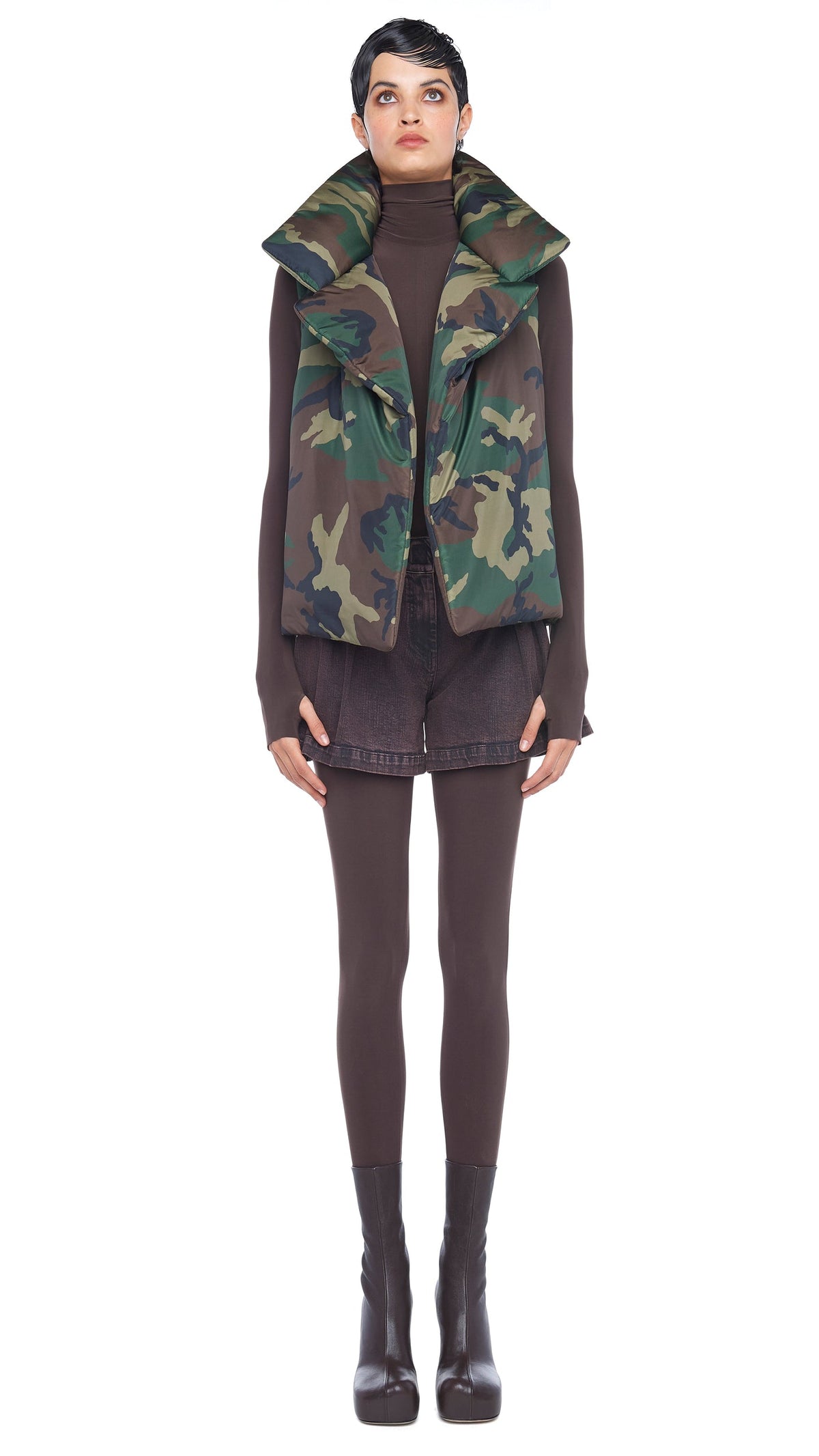 SLEEVELESS SLEEPING BAG VEST Camo | Norma Kamali Women