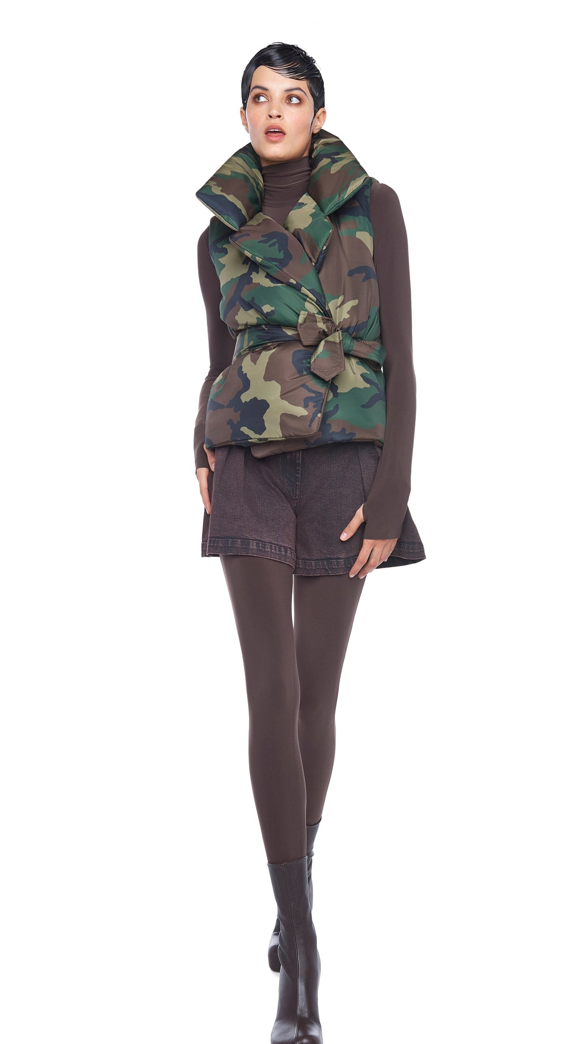 SLEEVELESS SLEEPING BAG VEST Camo | Norma Kamali Women