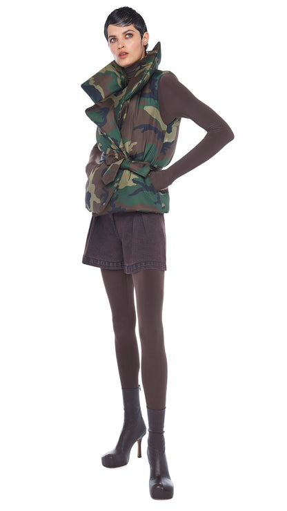 SLEEVELESS SLEEPING BAG VEST Camo | Norma Kamali Women
