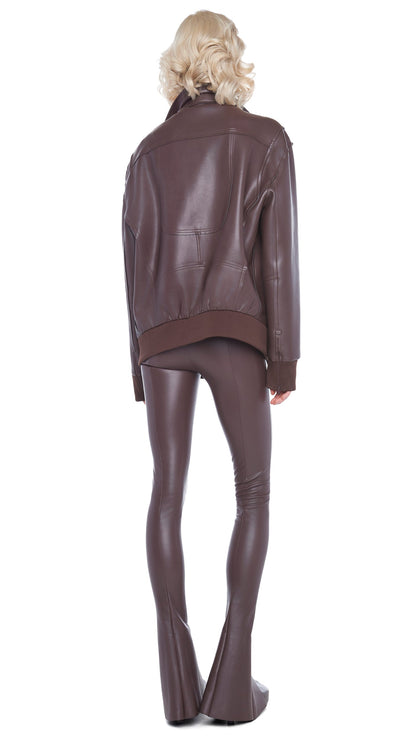 OVERSIZED MOTO JACKET Chocolate | Norma Kamali Women