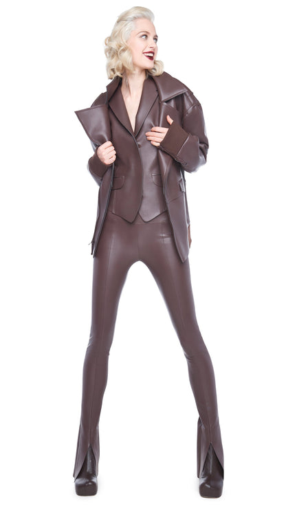 OVERSIZED MOTO JACKET Chocolate | Norma Kamali Women