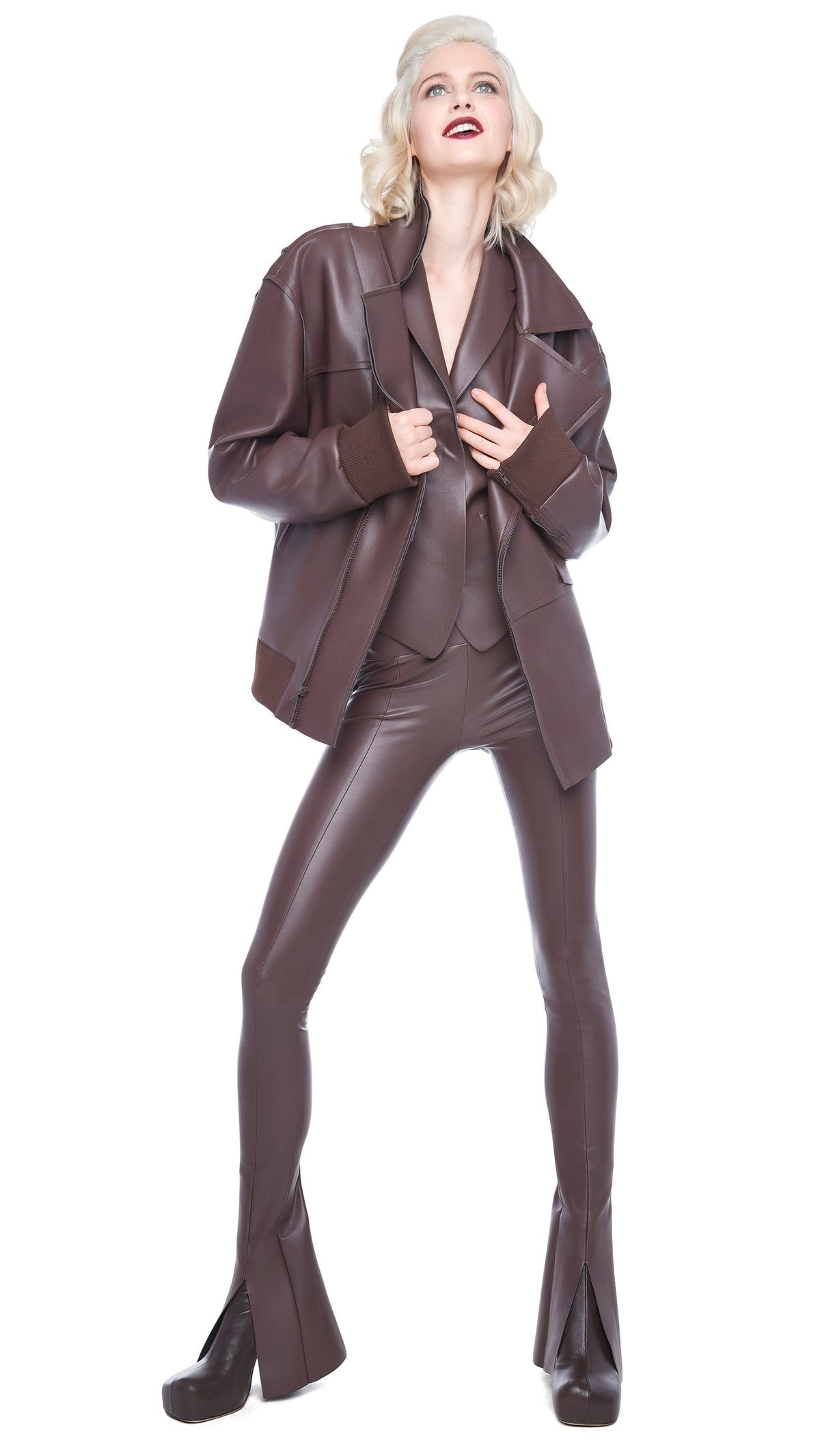 OVERSIZED MOTO JACKET Chocolate | Norma Kamali Women