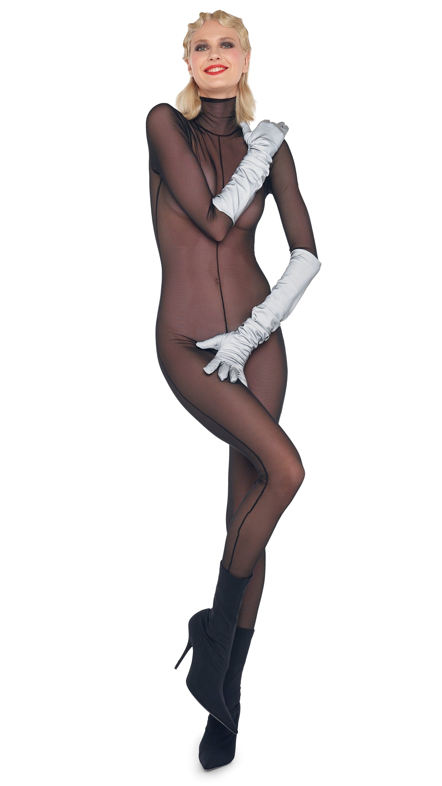 LONG SLEEVE TURTLE CATSUIT Black | Norma Kamali Women