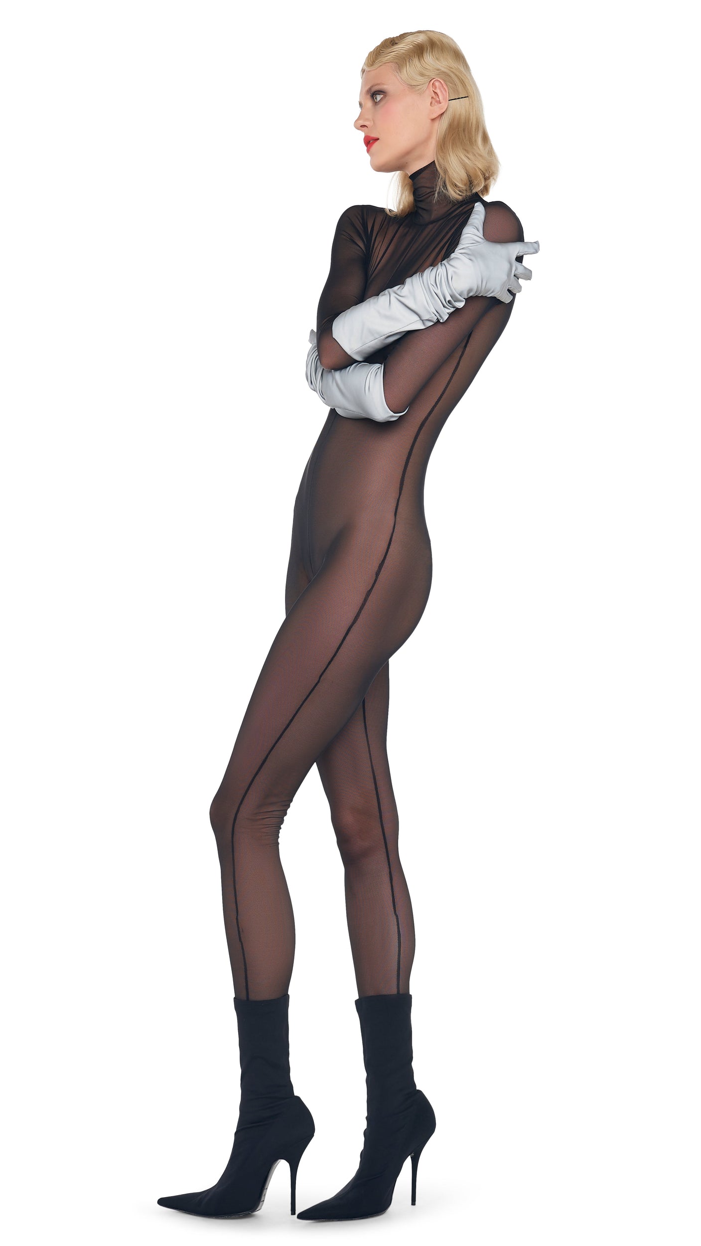 LONG SLEEVE TURTLE CATSUIT Black | Norma Kamali Women